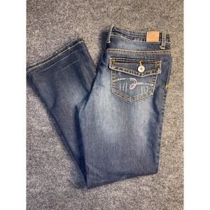 Justice Jeans Womens 12.5 Blue Premium Denim Flared Leg Distressed Rhinestone